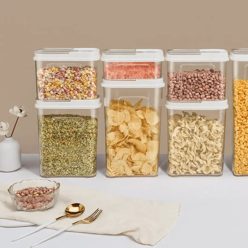 Clear Plastic Cereal Container – Stackable Food Storage with Flip Lid