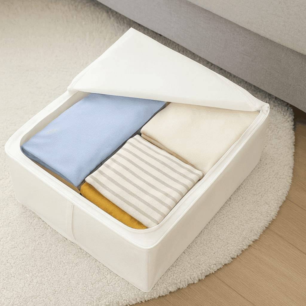 Fabric Storage Case with Zip Lid – Clothes, Blankets & Underbed Organiser - FOUR CORNERS