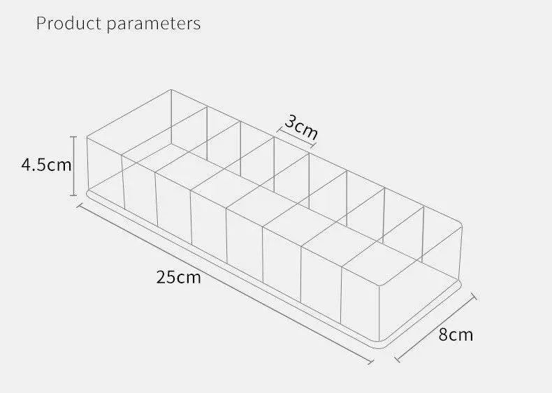 Measurement chart of a wire organiser