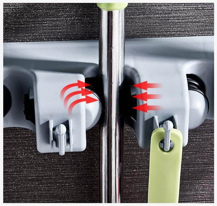 Wall Mounted Mop and Broom Holder with Hooks - FOUR CORNERS