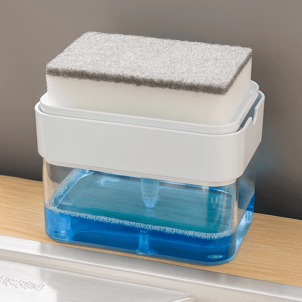 Kitchen Soap Dispenser with Sponge Holder - FOUR CORNERS
