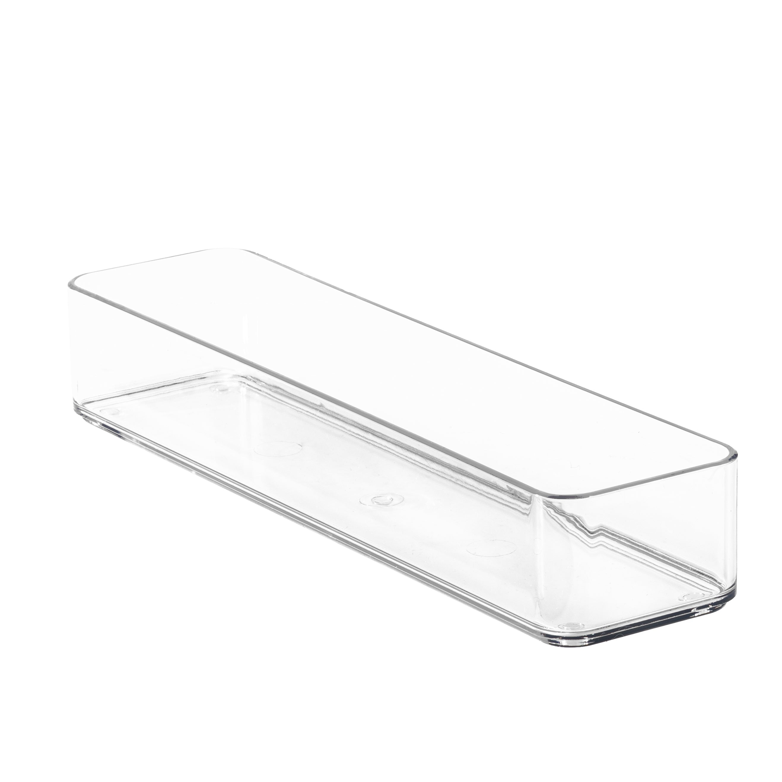 Clear plastic drawer organiser on a white background