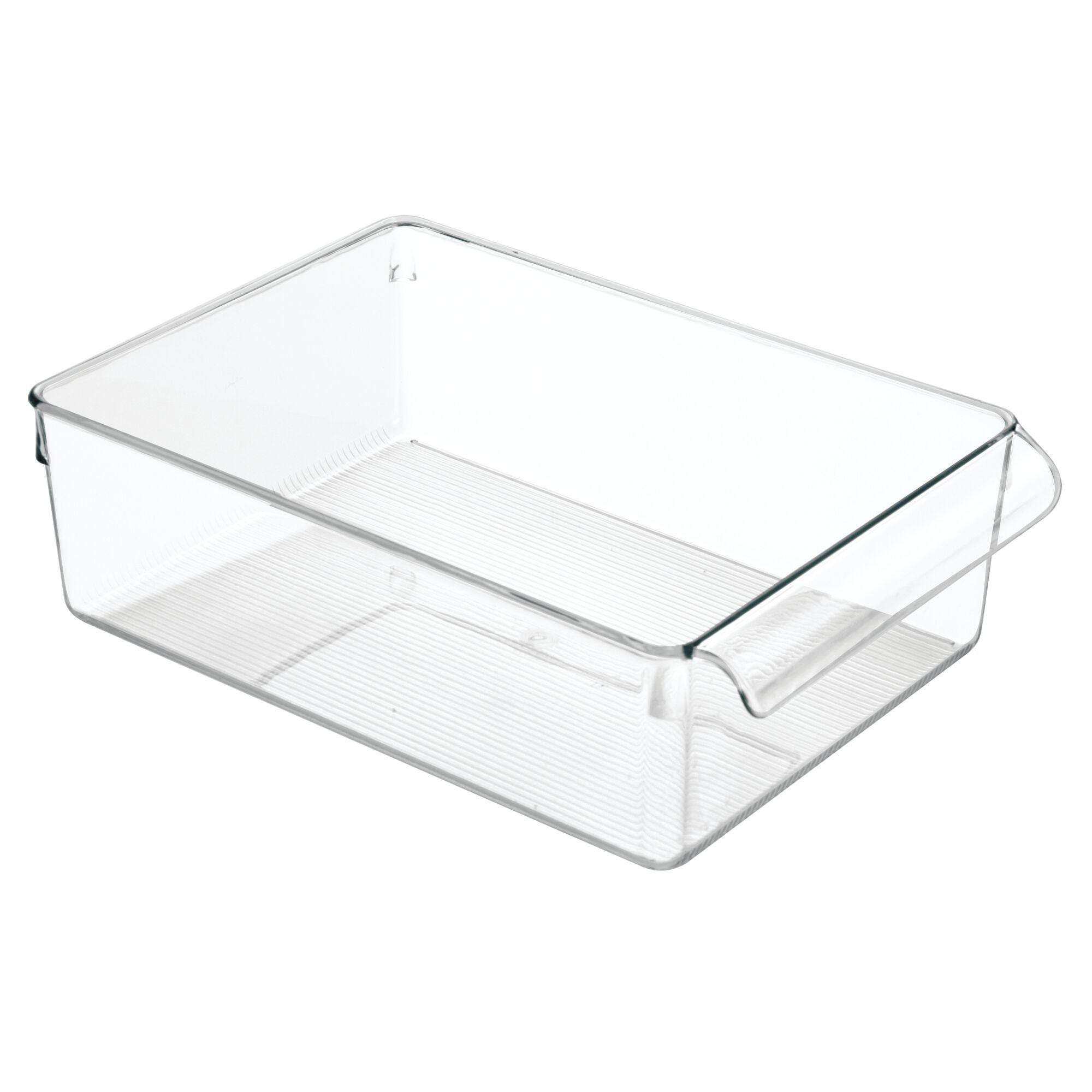 iDesign Clear plastic storage bin on a white background
