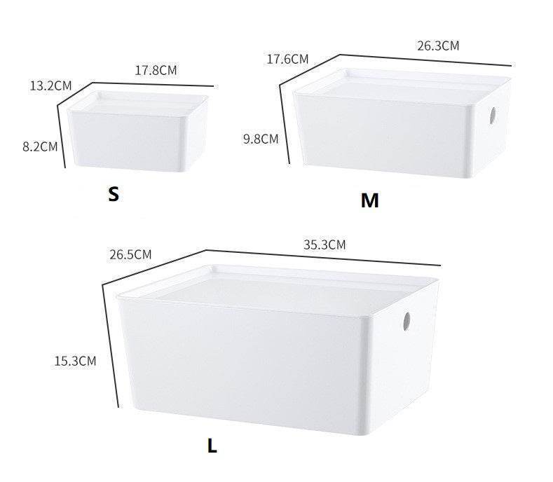 Small White Stackable Storage Box with Lid - FOUR CORNERS