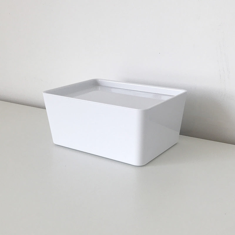 Small White Stackable Storage Box with Lid