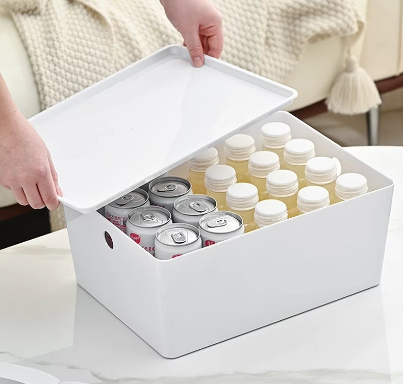 Large White Stackable Storage Box with Lid