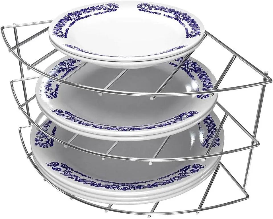 3-Tier Chrome Corner Dish Rack –  Kitchen Storage Organizer