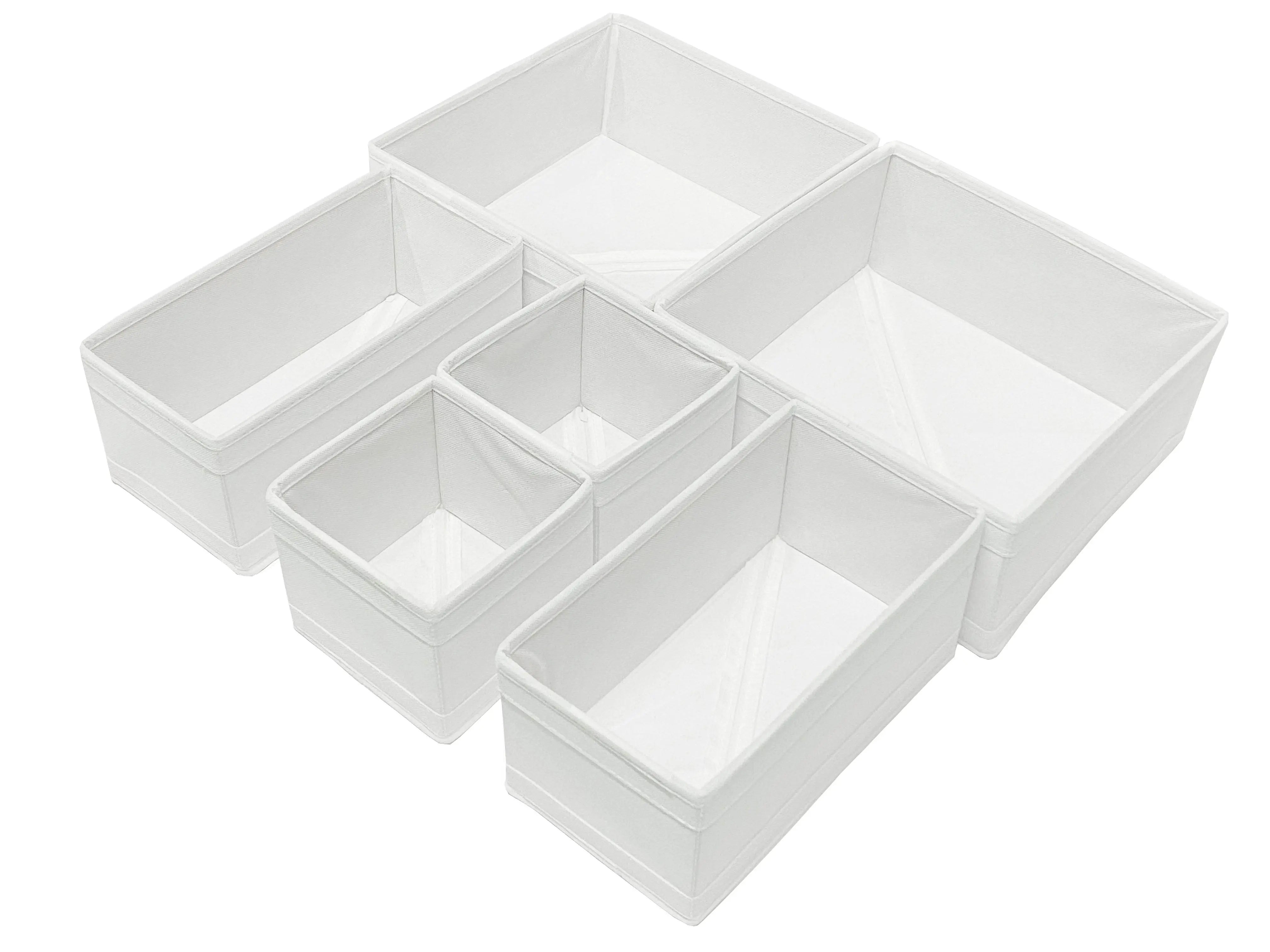 6-Pack White Fabric Drawer Organisers Storage Boxes