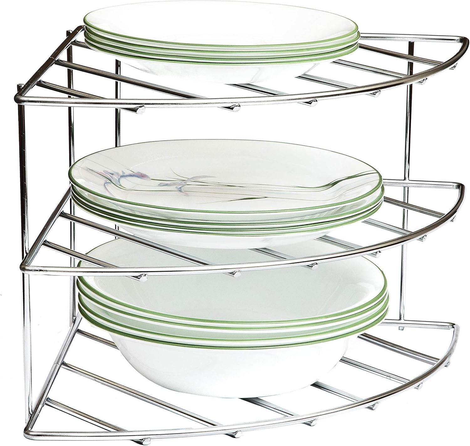 3-Tier Chrome Corner Dish Rack –  Kitchen Storage Organizer