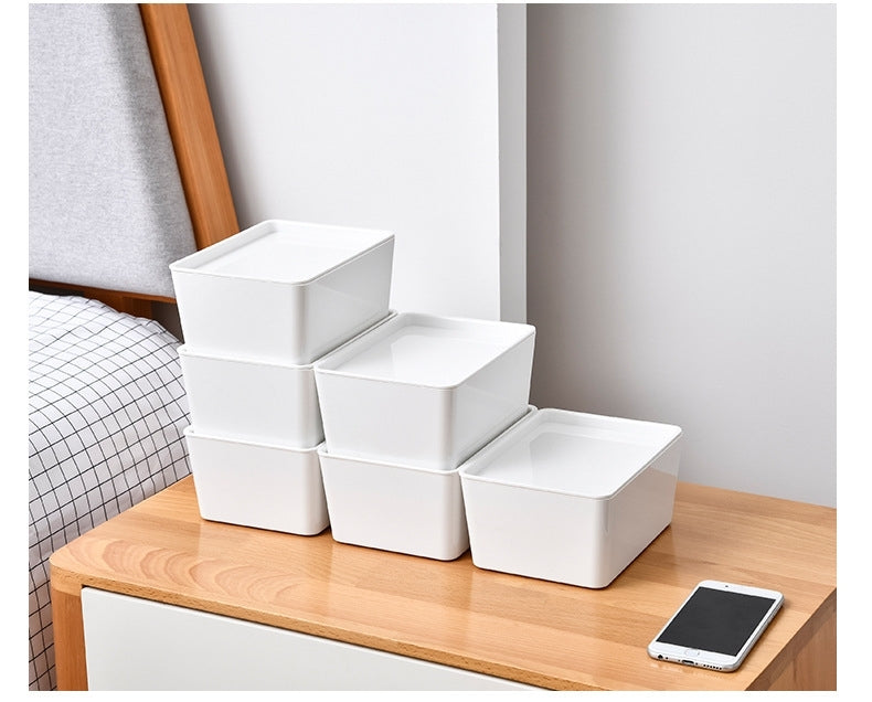Small White Stackable Storage Box with Lid