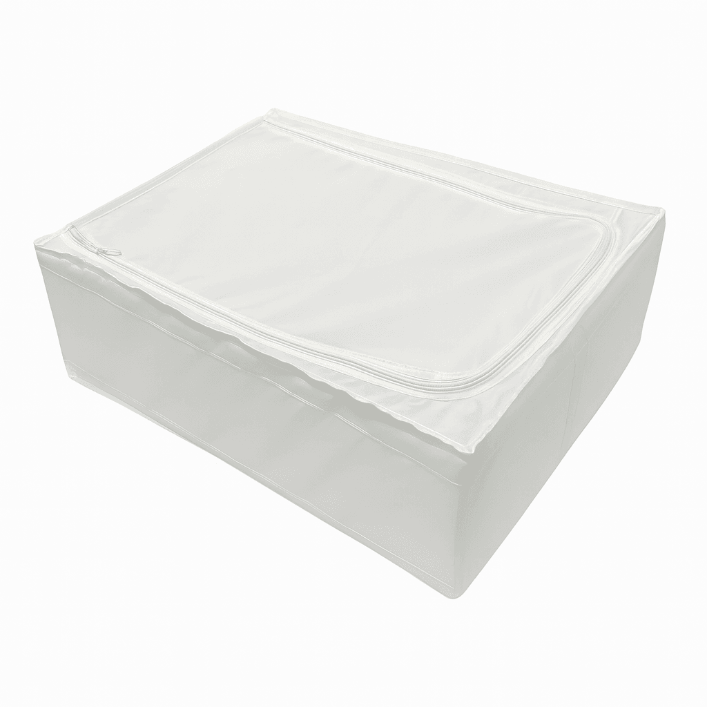Cloth Storage Box with a zipper on a white background
