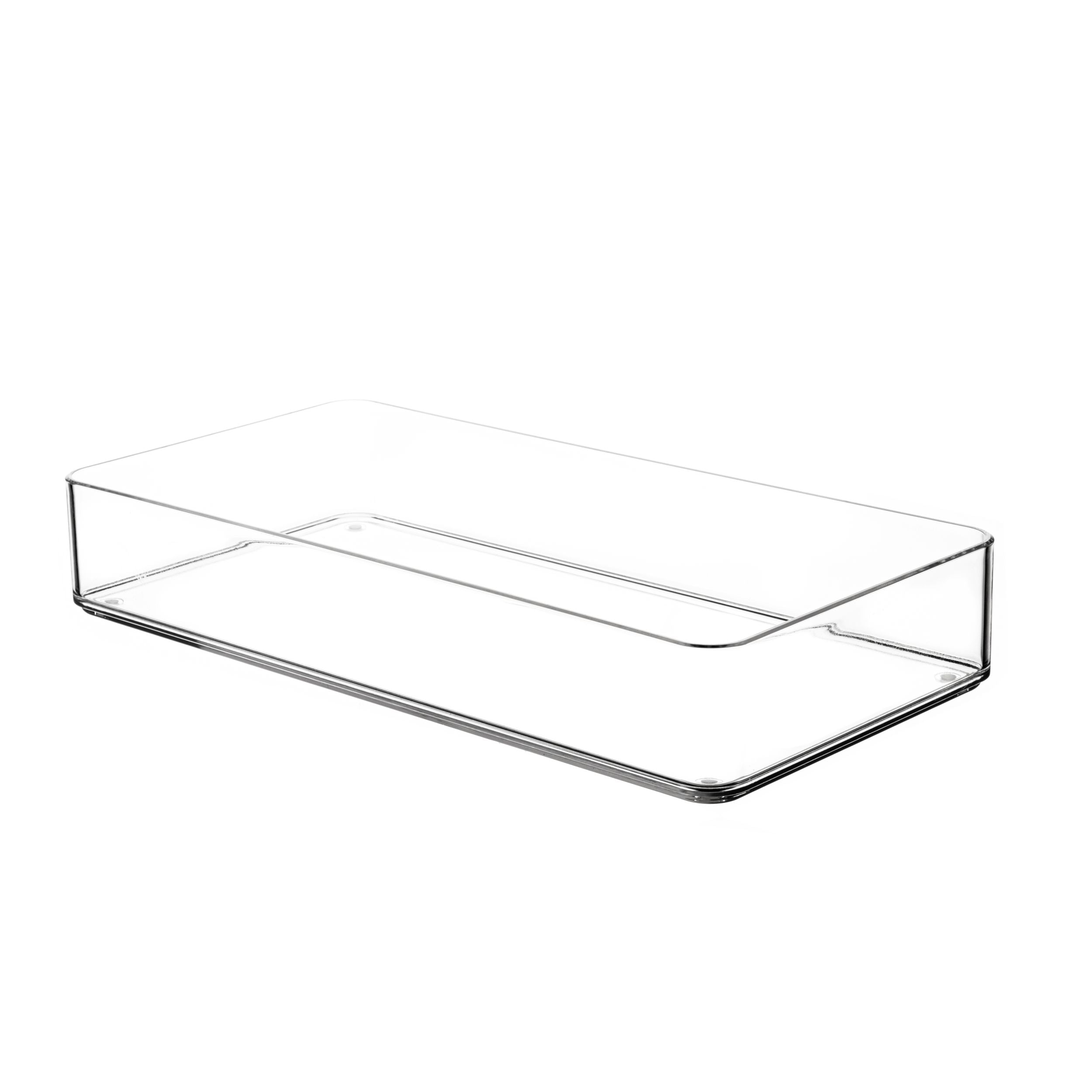 Clear plastic drawer organiser on a white background