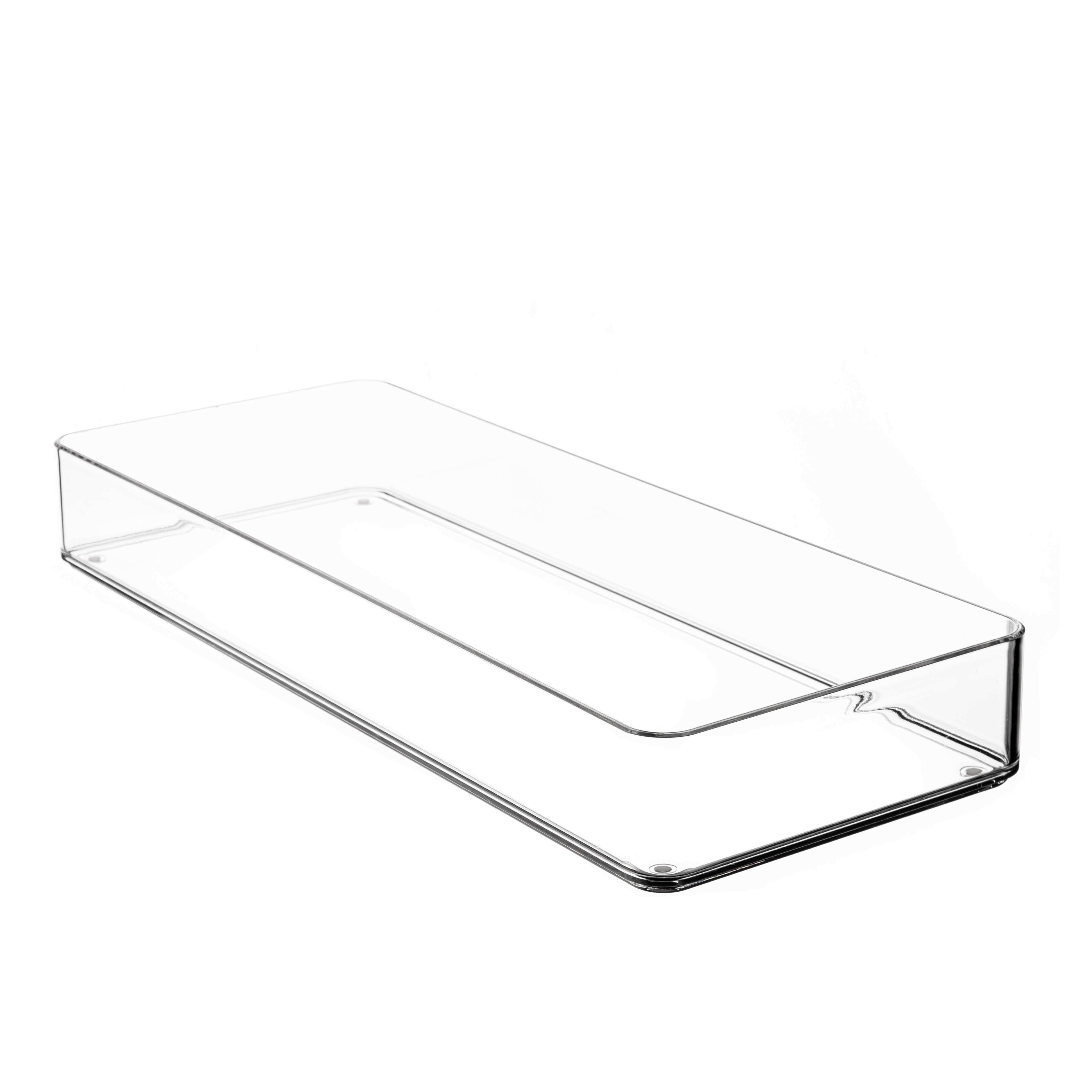 Clear plastic drawer organiser on a white background