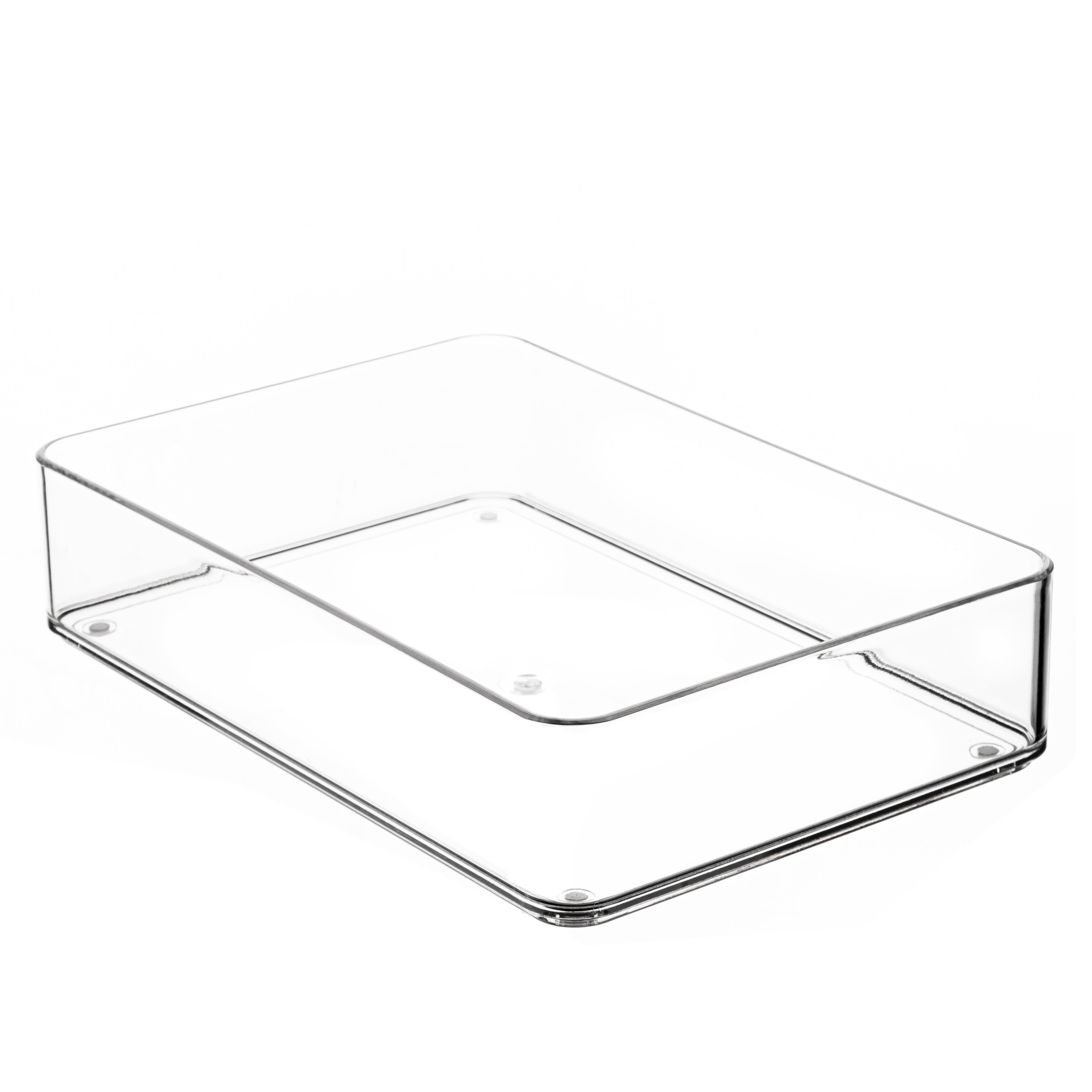 Clear plastic drawer organiser on a white background