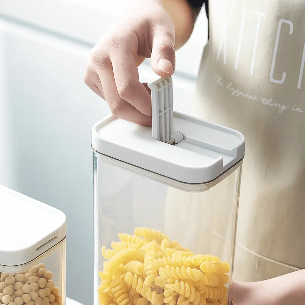 Clear food storage containers with white lid