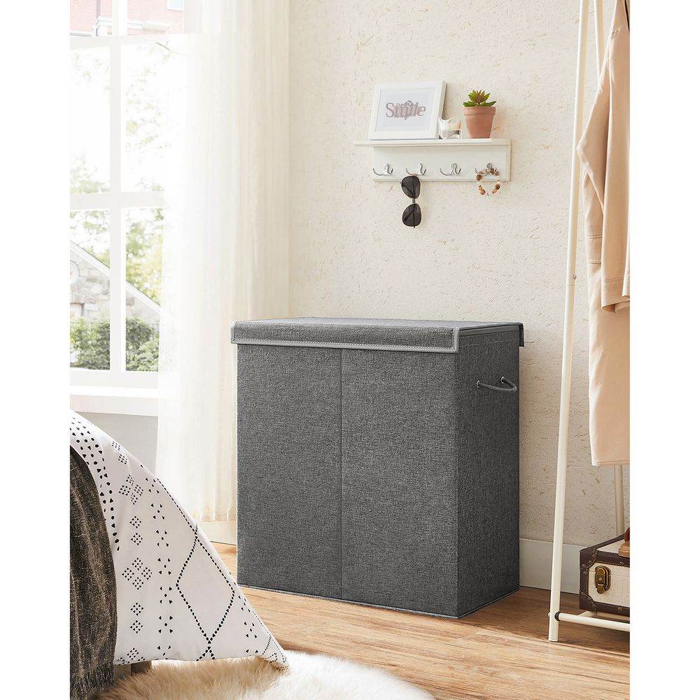 Songmics Double Fabric Laundry Basket with Lid 142L