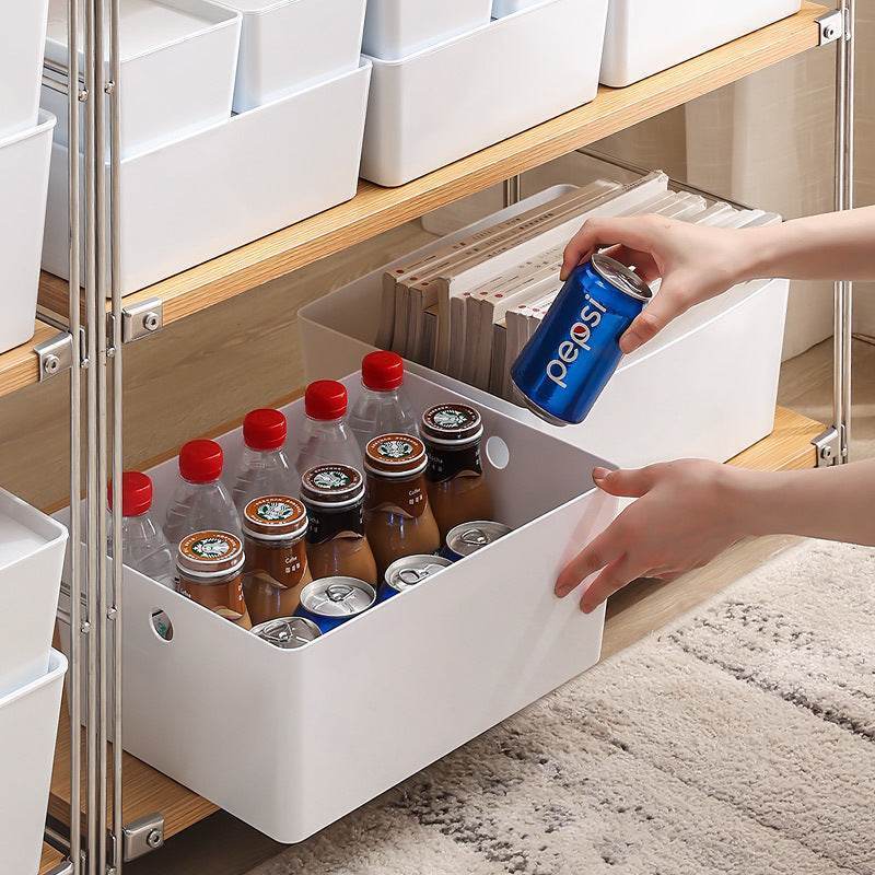 Small White Stackable Storage Box with Lid - FOUR CORNERS