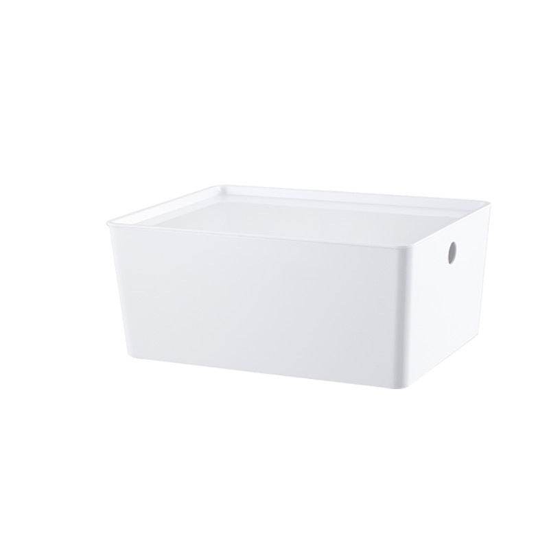 Small White Stackable Storage Box with Lid - FOUR CORNERS