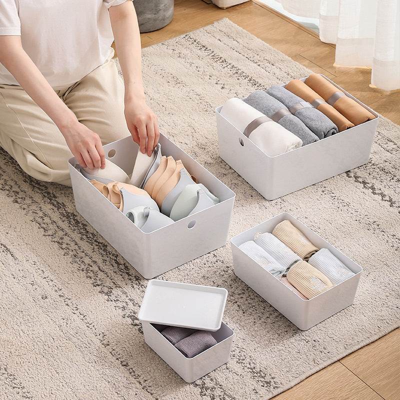 Small White Stackable Storage Box with Lid - FOUR CORNERS