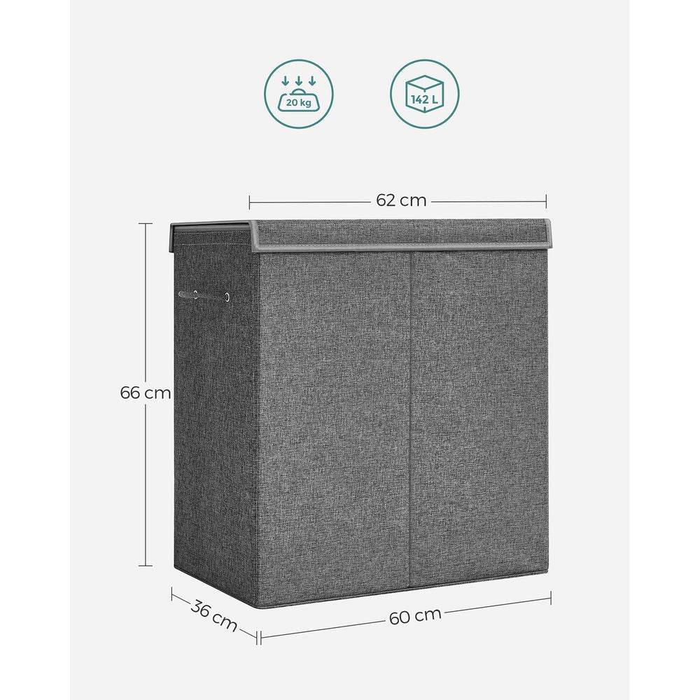 Songmics Laundry Hamper 142L  with the measurements on a clear background