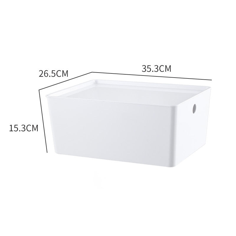 White rectangular container with dimensions labeled on a white background