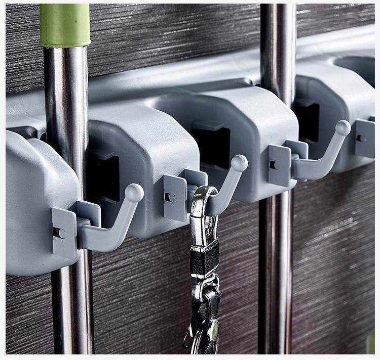 Wall Mounted Mop and Broom Holder with Hooks